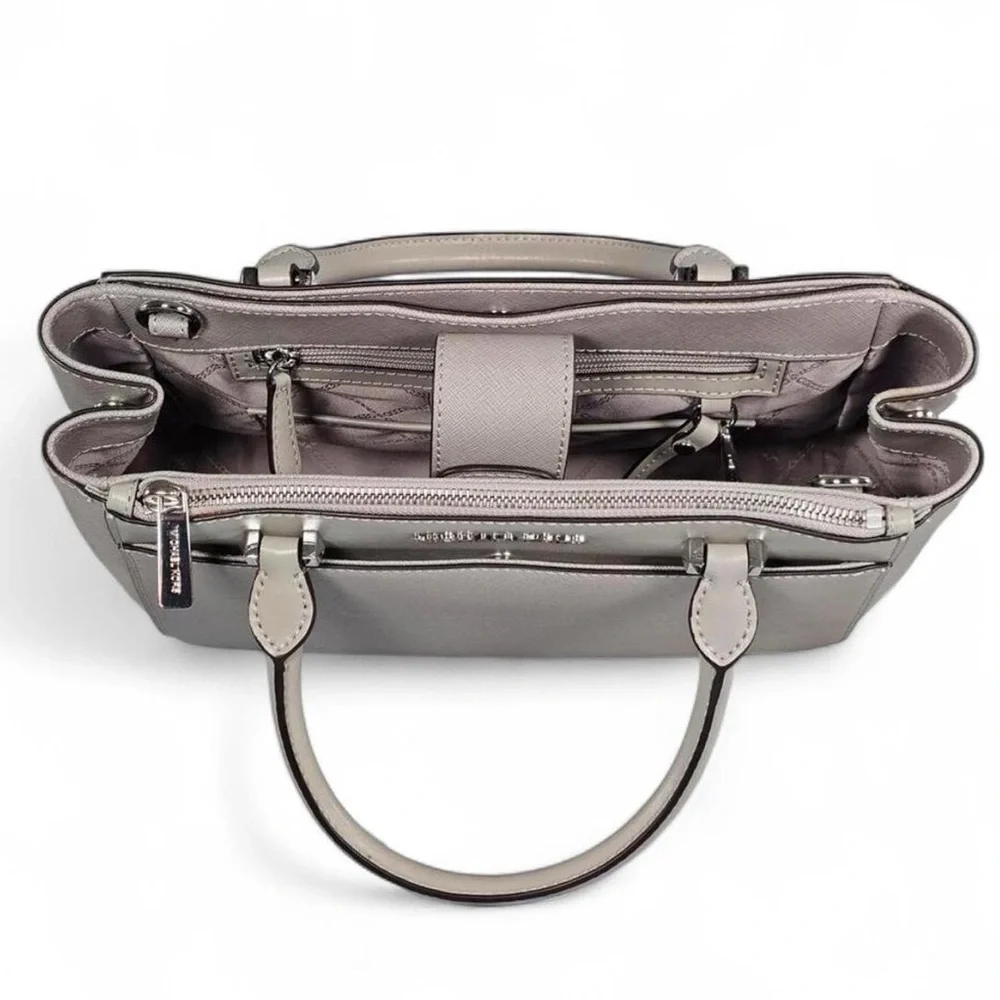 Michael Kors Bag Gibson Pearl Grey Saffiano Leather Satchel